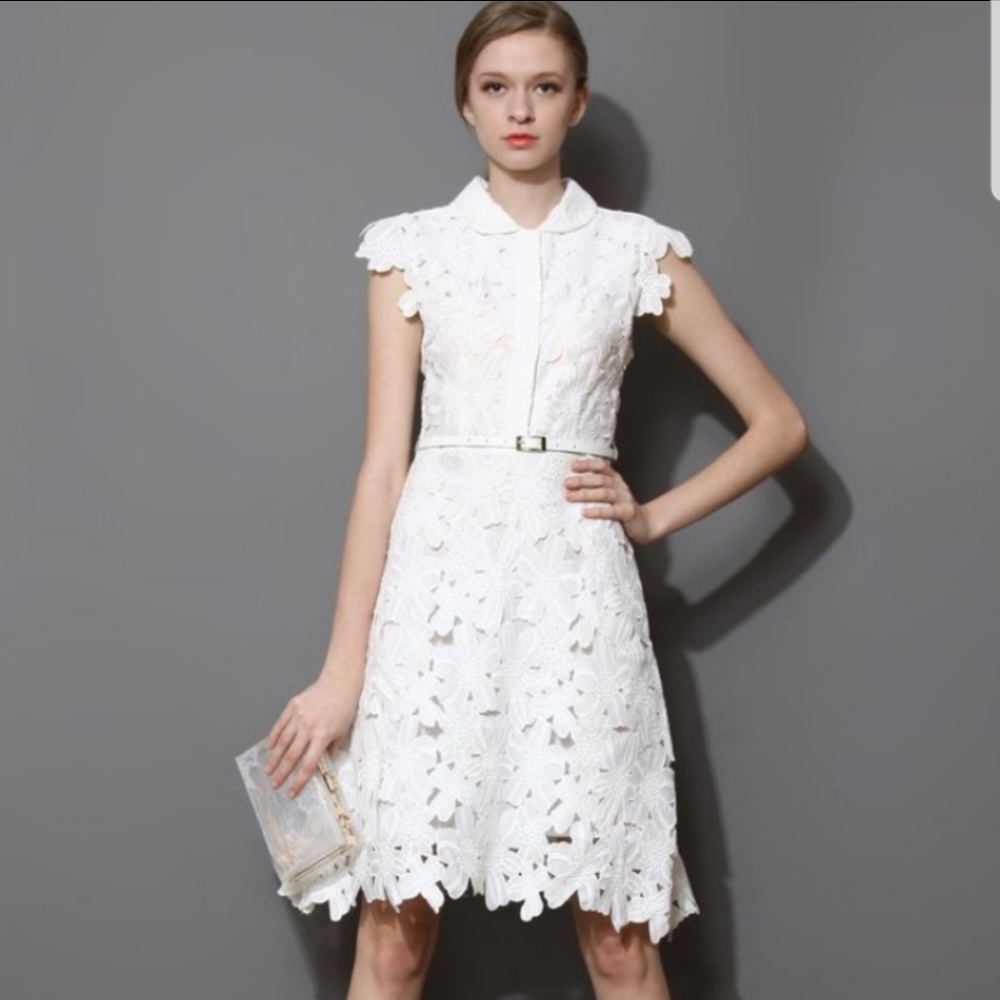 CHICWISH FULL FLOWER CUT OUT MIDI DRESS